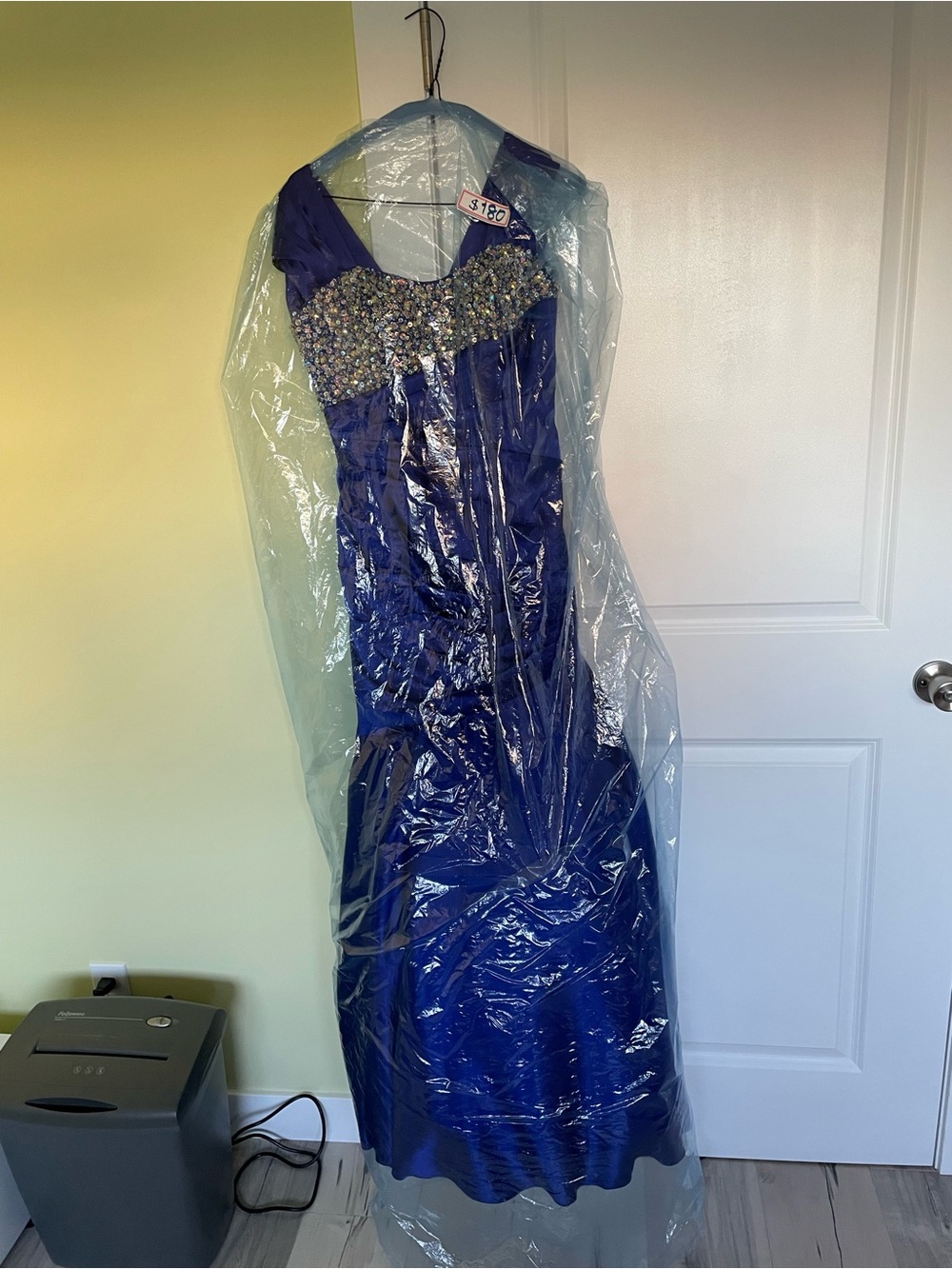 Dark blue beaded mermaid style prom dress